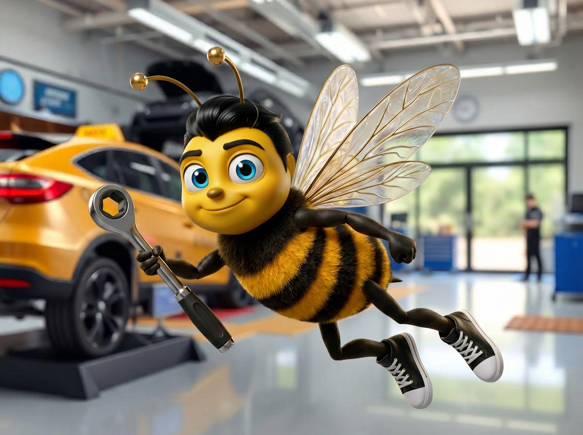 La mascotte BeeStrat mesure la performance dans un garage automobile