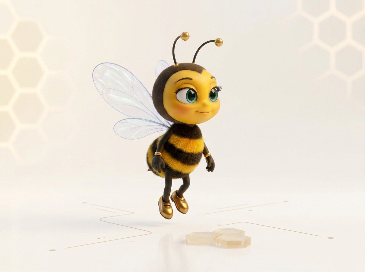 Maya, la mascotte BeeStrat, prend de la hauteur, sereine et en maîtrise, et observe l'ensemble d'une situation avant de décider où concentrer les efforts