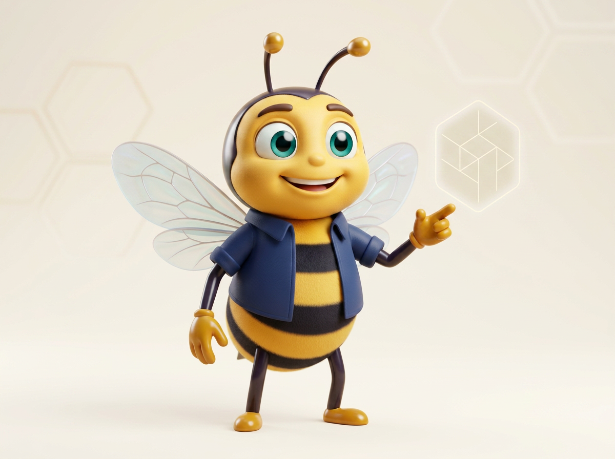 Sofiane, l'abeille BeeStrat en veste bleu marine, apporte de la clarté en désignant calmement une alvéole devenue lisible