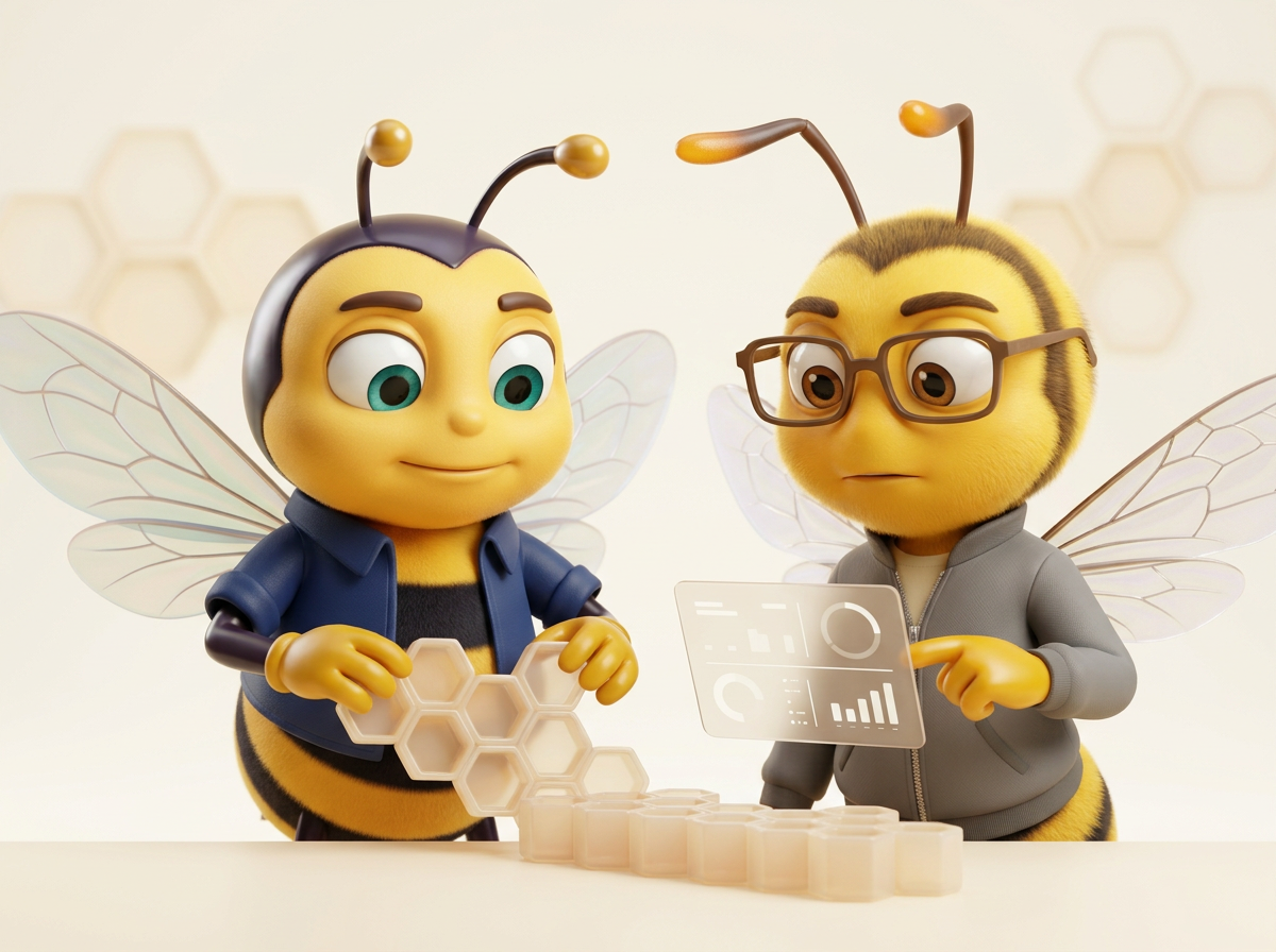 Sofiane et Olivier, les deux abeilles BeeStrat, organisent et pilotent l'ensemble du digital pendant que l'entreprise reste concentrée sur son métier